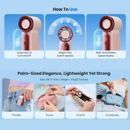 🌬️ LIMITED-TIME 50% OFF! ✨ Turbo Handheld Fan – LED Display, 6 Speeds, 3000mAh 🔋