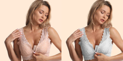 Sexy Push Up Bra, Breathable Lace Front Zipper Bra for Women, Plus Size 🌸