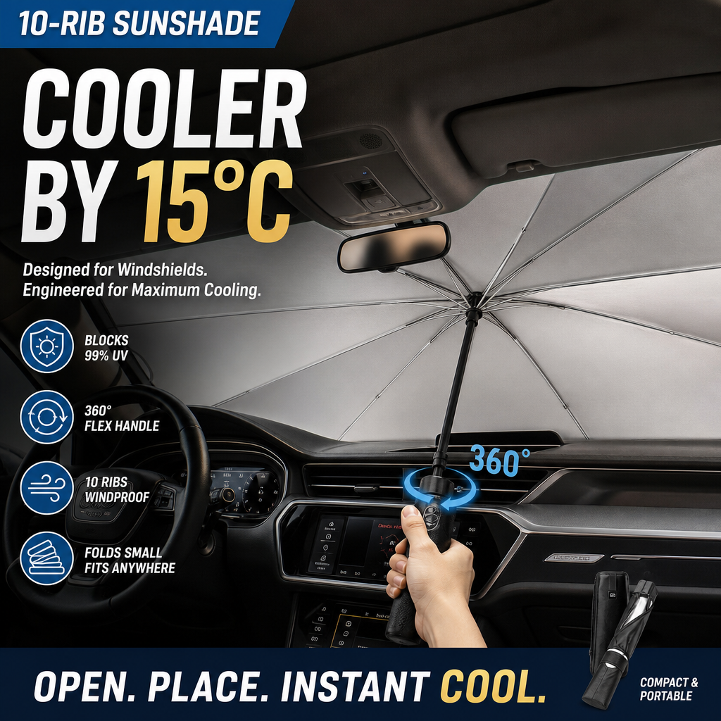 Car Windshield Sun Shade Umbrella - Foldable Car Umbrella Sunshade Cover UV Block Car Front Window