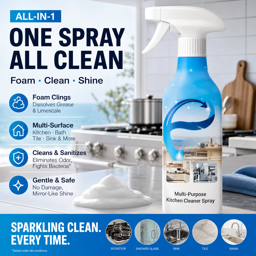 🥳2026 HOT SALE🥳💞50K+ SOLD!🧼🌿 Stubborn Grease? Gone in Seconds! Powerful Multi-Surface Kitchen Spray. ✨🍳
