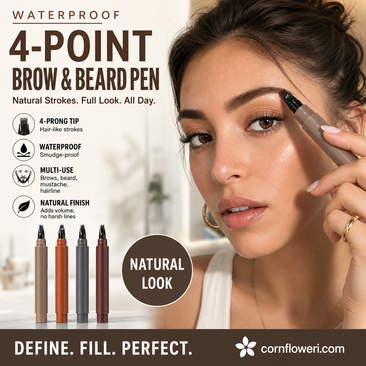 🔥Last Day-Buy 1 Get 1 Free!🎁50K+ SOLD! Almost Gone ✨✏️ Waterproof 4-Tip Beard & Eyebrow Pen – Smudge-Proof, Natural Look & Long-Lasting 🌟