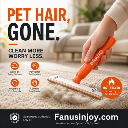❄️Summerfresh 50% OFF!🐶Pet Hair Remover for Carpet and Upholstery – Reusable Hair Remover with Metal Edge and Ergonomic Grip