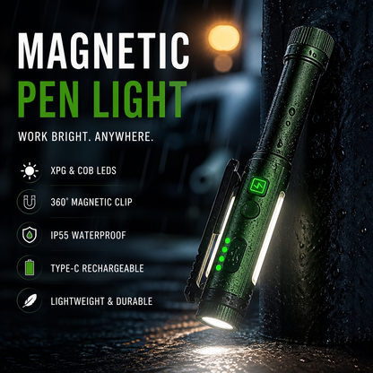 🔦🔥Must-Have Tool! Multifunctional Pen-Shaped Strong Magnetic Work Light, Portable Rotatable LED Work Torch, Magnetic Base Hands-Free Lighting for Repair & Outdoor💡
