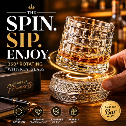 🔥360° Rotating Whiskey Glass Tumbler