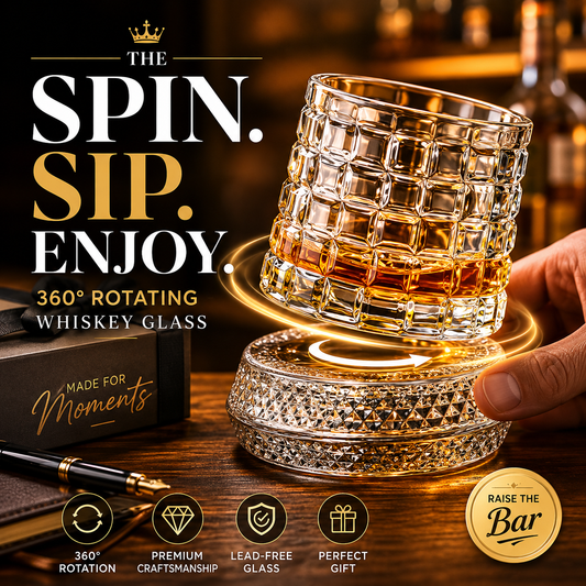 🔥360° Rotating Whiskey Glass Tumbler