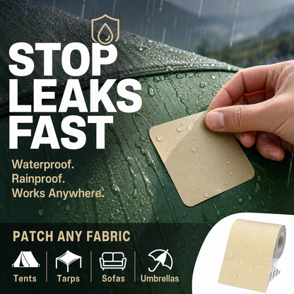 ⛺50% OFF NOW ! ✨Self‑Adhesive Tarpaulin Repair Patch, Waterproof Fabric Repair Tape, Rain‑Resistant Strong Adhesion for Tent, Tarp, Backpack & Umbrella