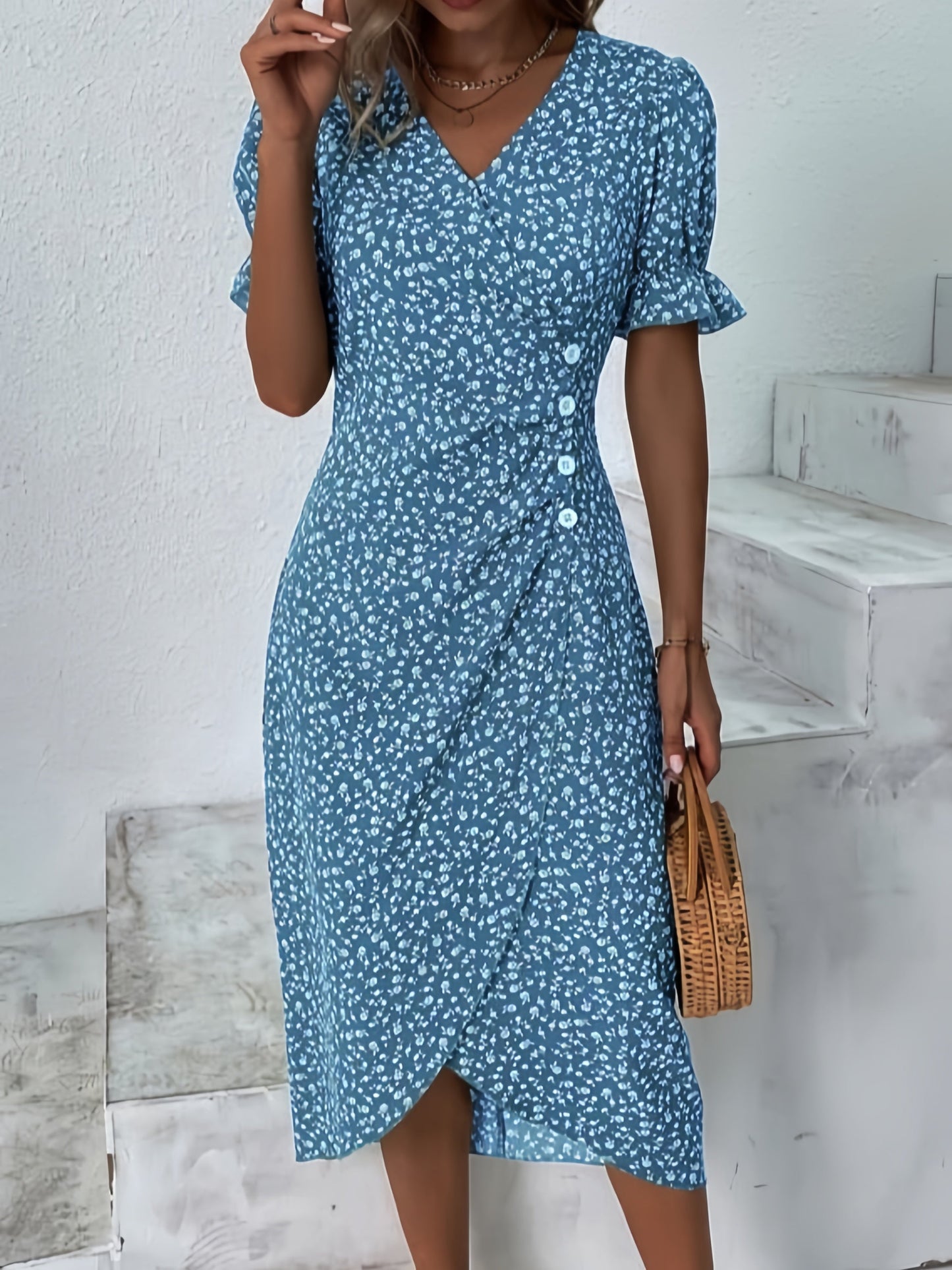 🌷LAST DAY 50%OFF🍃Women's floral v-neck printed dress