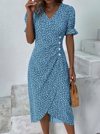 🌷LAST DAY 50%OFF🍃Women's floral v-neck printed dress