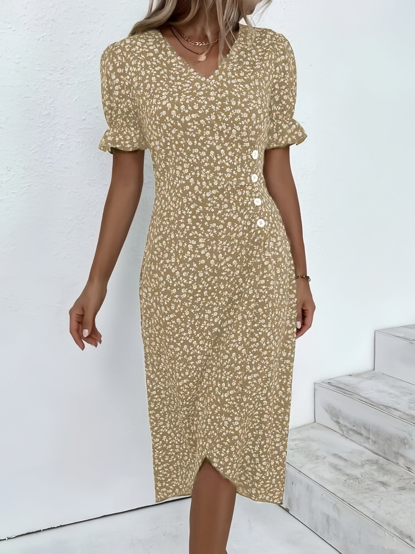 🌷LAST DAY 50%OFF🍃Women's floral v-neck printed dress