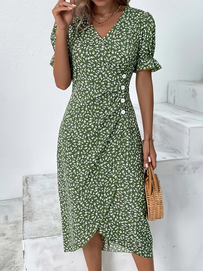 🌷LAST DAY 50%OFF🍃Women's floral v-neck printed dress