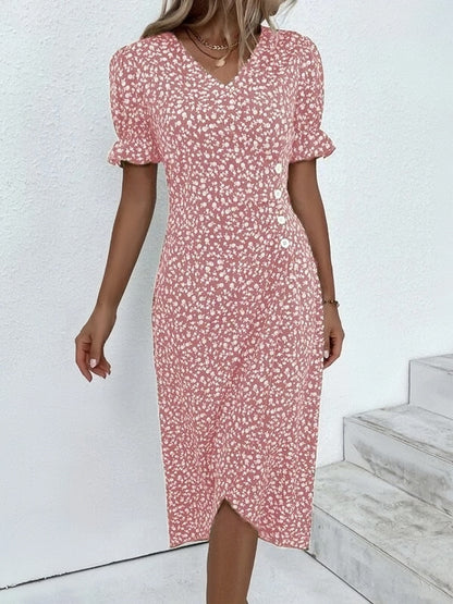 🌷LAST DAY 50%OFF🍃Women's floral v-neck printed dress