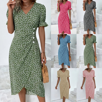 🌷LAST DAY 50%OFF🍃Women's floral v-neck printed dress