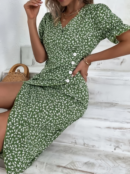 🌷LAST DAY 50%OFF🍃Women's floral v-neck printed dress