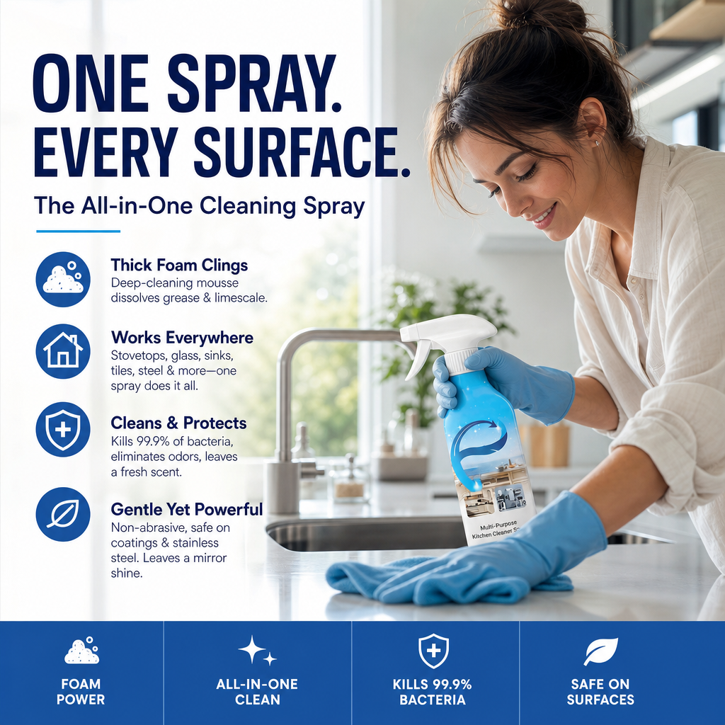 🥳2026 HOT SALE🥳💞50K+ SOLD!🧼🌿 Stubborn Grease? Gone in Seconds! Powerful Multi-Surface Kitchen Spray. ✨🍳