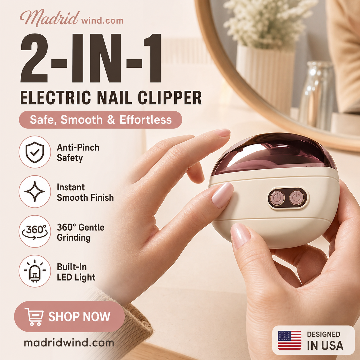 🎉 2026 Sale — Over 113,000 Sold! ✂️ 2-in-1 Smart Electric Nail Clipper & Polisher – Anti-Pinch Safety & LED Light 💅
