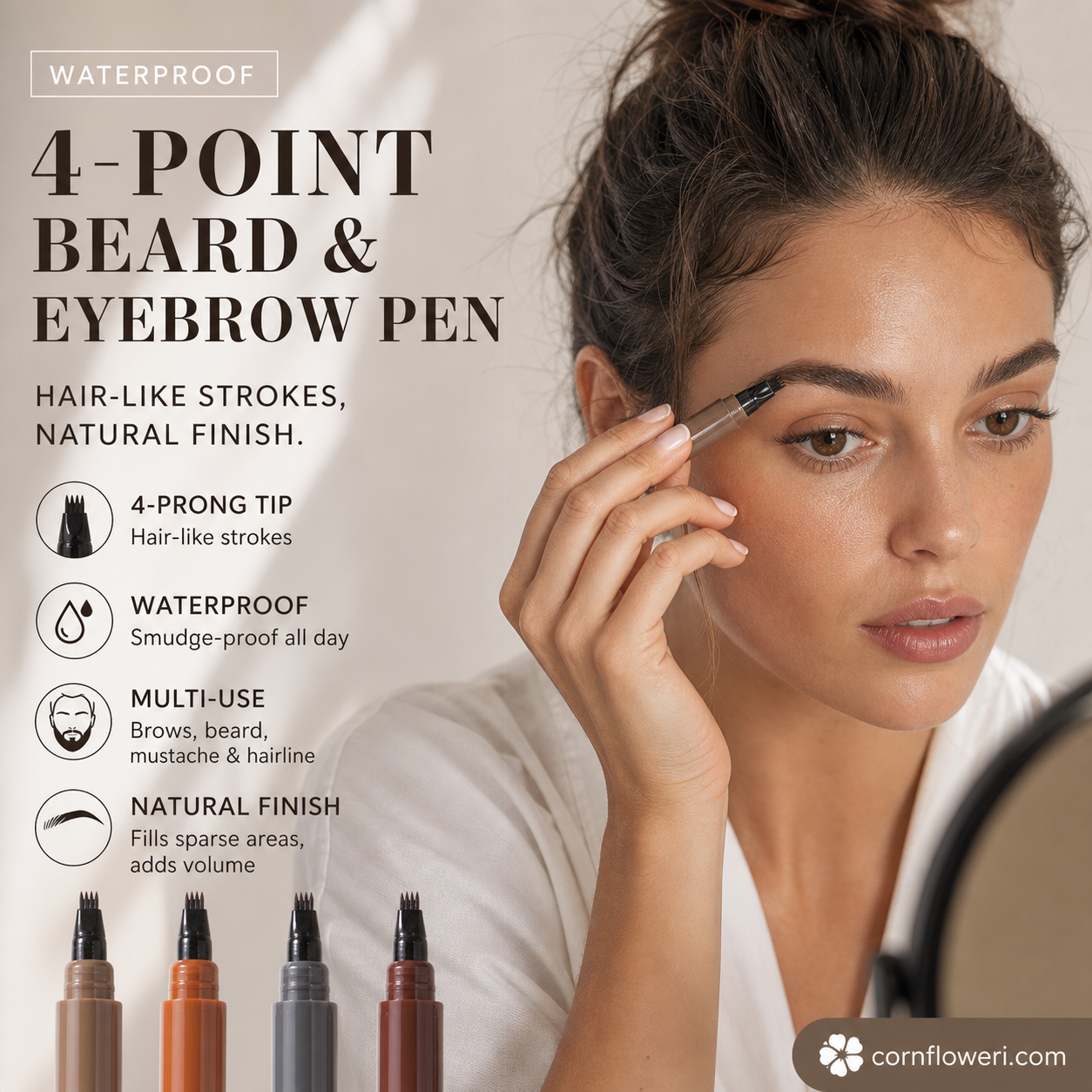🔥Last Day-Buy 1 Get 1 Free!🎁50K+ SOLD! Almost Gone ✨✏️ Waterproof 4-Tip Beard & Eyebrow Pen – Smudge-Proof, Natural Look & Long-Lasting 🌟