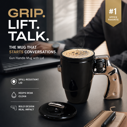 🔥Limited Time Promotion 50% OFF🔥Novelty Gun Mug with Lid for Office & Home