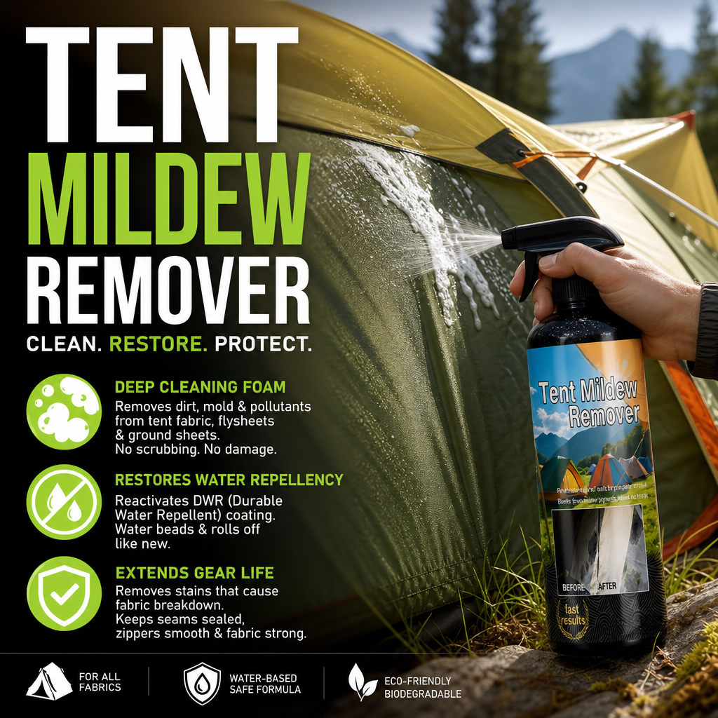 🥳2026 HOT SALE🥳💞50K+ SOLD!🧴✨ 50% OFF! Outdoor Mildew Stain Cleaner – Spray on, wipes off mold instantly. Eco‑friendly, won‘t ruin waterproofing. Tent, awning, shower curtain – all like new! 🏕️💪