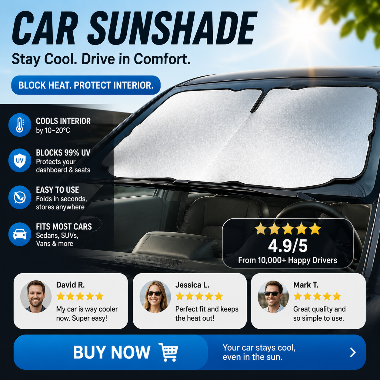 🔥Car Sunshade Protect Your Car From The Heat