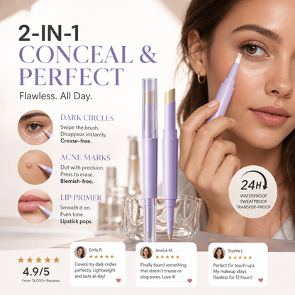 🔥Limited Time Promotion 50% OFF🔥2-in-1 Concealer Pen – 24H Waterproof & Flawless Finish