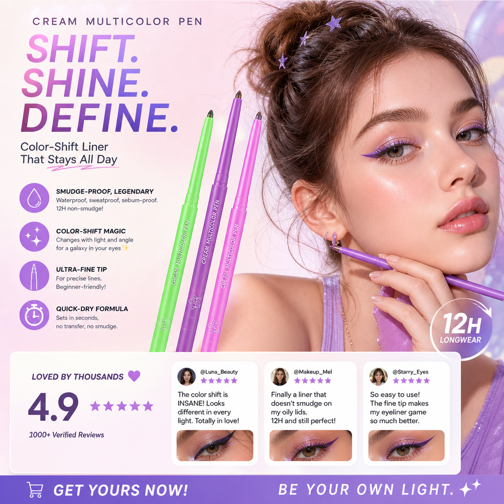 Buy 1 Get 1 Free · Smudgeproof Color-Shift Eyeliner ✨