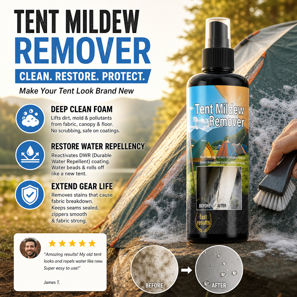 🥳2026 HOT SALE🥳💞50K+ SOLD!🧴✨ 50% OFF! Outdoor Mildew Stain Cleaner – Spray on, wipes off mold instantly. Eco‑friendly, won‘t ruin waterproofing. Tent, awning, shower curtain – all like new! 🏕️💪