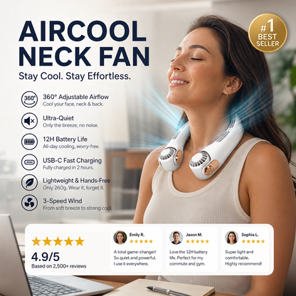 🥳2026 HOT SALE🥳💞50K+ SOLD!🍃💨 50% OFF! Neck Air Conditioner Fan – Ultra‑quiet, 360° rotating, 3 speeds. Hands‑free cooling, long battery. Summer essential! 😎🌬️