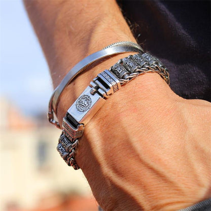 💎 50% OFF! 💎 Six Character Truth Prayer Wheel Bracelet – Tibetan-Inspired, 925 Silver Plated & Symbol of Luck