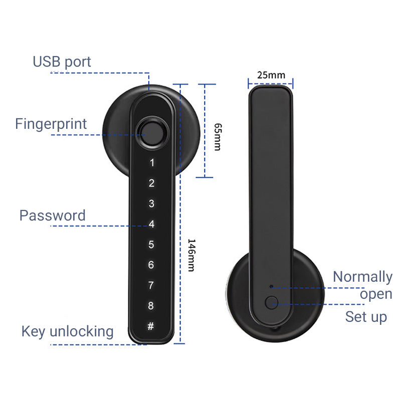 🎁Hot Sale 40% OFF⏳Fingerprint Smart Door Lock Handle With Bluetooth APP Control