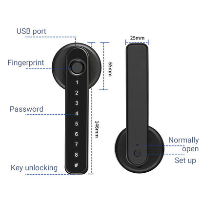 🎁Hot Sale 40% OFF⏳Fingerprint Smart Door Lock Handle With Bluetooth APP Control