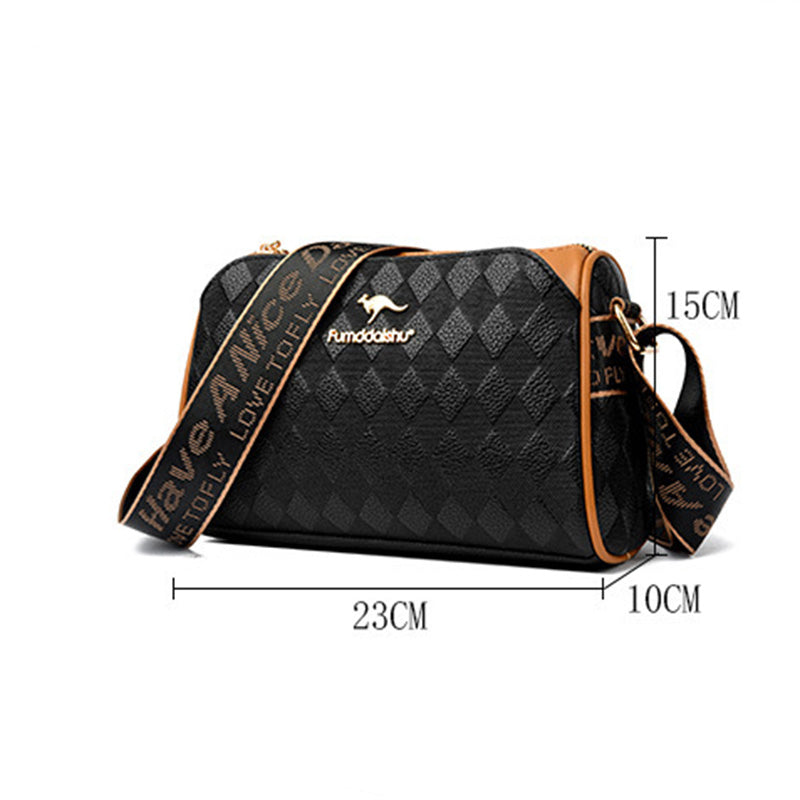 Fashion Diamond Pattern Large Capacity 3-Layer Crossbody Bag