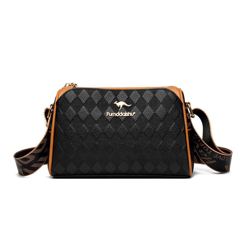 Fashion Diamond Pattern Large Capacity 3-Layer Crossbody Bag