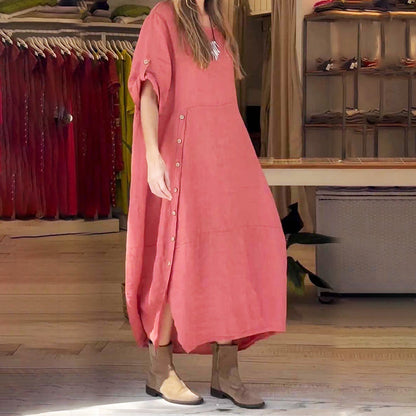 🔥Last Day Sale 49%🔥Women's Linen Cotton Dress with Dual Side Pockets