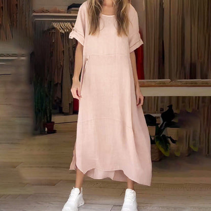 🔥Last Day Sale 49%🔥Women's Linen Cotton Dress with Dual Side Pockets