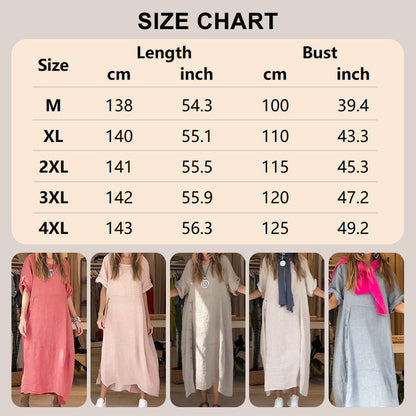 🔥Last Day Sale 49%🔥Women's Linen Cotton Dress with Dual Side Pockets