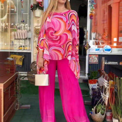 🔥Summer Hot Sales - 49% OFF🔥Women's Summer Colorful Cool Chiffon 2 Piece Set