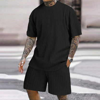 💕Men’s Summer 2-piece Set - Drop Shoulder T-shirt and Drawstring Shorts