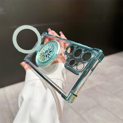 Gyroscope Transparent Phone Case With  Magnetic Bracket for Samsung S22/S23/S24