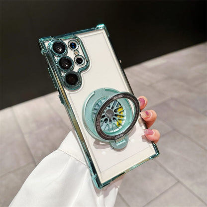 Gyroscope Transparent Phone Case With  Magnetic Bracket for Samsung S22/S23/S24