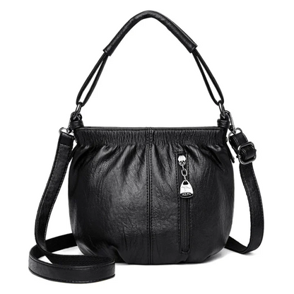 Casual Pleated Bucket Soft Leather Handbag Shoulder Bag