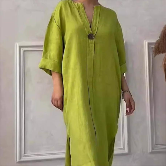 ⏳ Limited time 50% off! 💥Casual Breathable 3/4 Sleeves V-Neck Dress（The more you buy, the higher the discount）