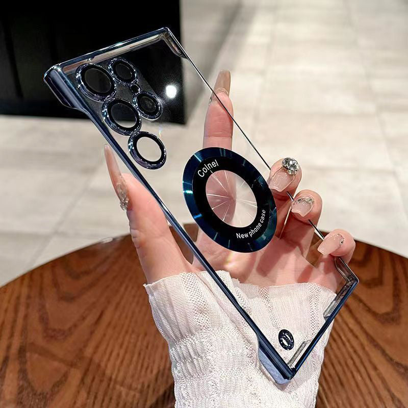 Ultra-Thin Transparent Phone Case with Magnetic Ring for Samsung