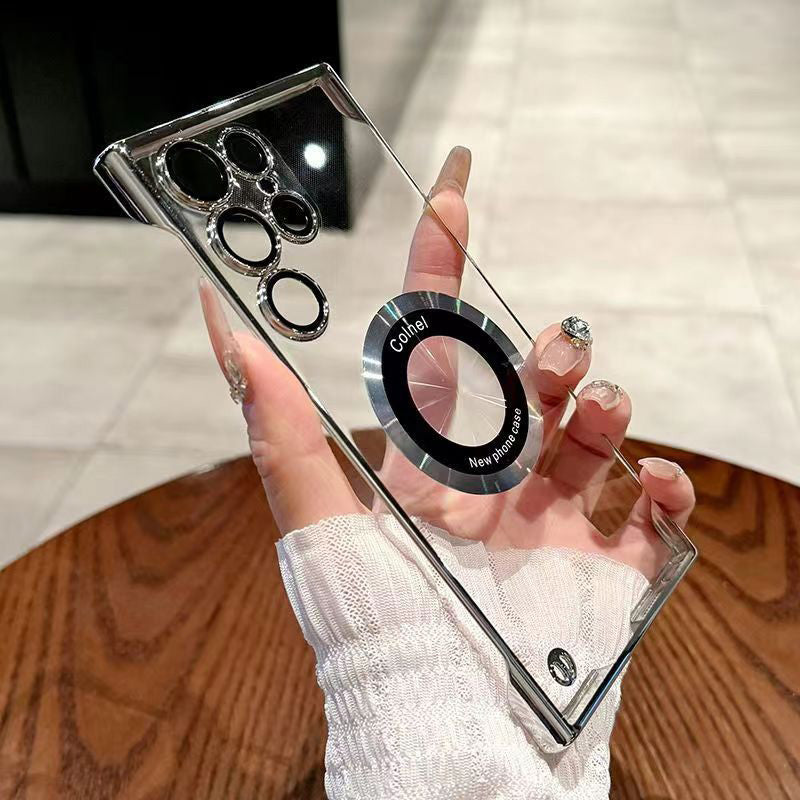 Ultra-Thin Transparent Phone Case with Magnetic Ring for Samsung