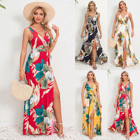 🔥LAST DAY 49% OFF 🔥Maxi dress with floral print and side slit