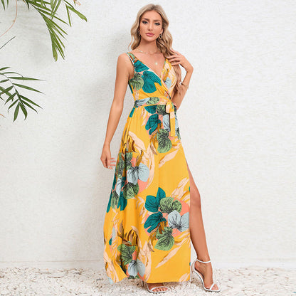 🔥LAST DAY 49% OFF 🔥Maxi dress with floral print and side slit