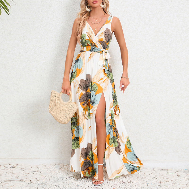 🔥LAST DAY 49% OFF 🔥Maxi dress with floral print and side slit