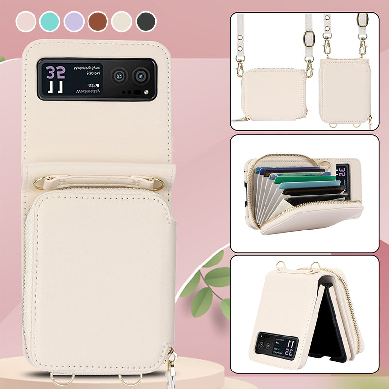 Leather case with card holder and zip for Samsung Galaxy Z Flip3/4/5