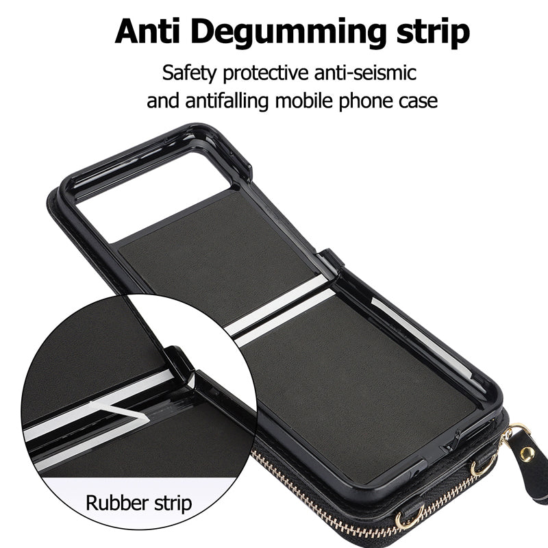 Leather case with card holder and zip for Samsung Galaxy Z Flip3/4/5