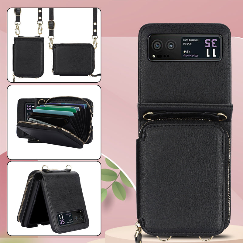 Leather case with card holder and zip for Samsung Galaxy Z Flip3/4/5