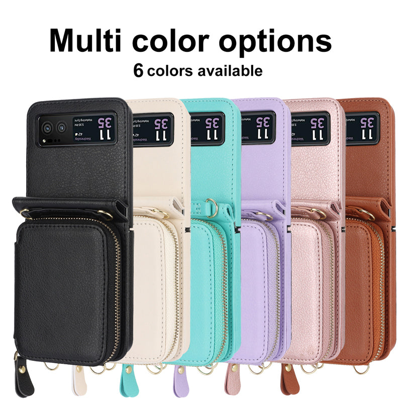 Leather case with card holder and zip for Samsung Galaxy Z Flip3/4/5